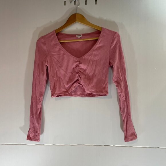Garage Women's Pink Ruched Crop Top-Sz L - Picture 1 of 3